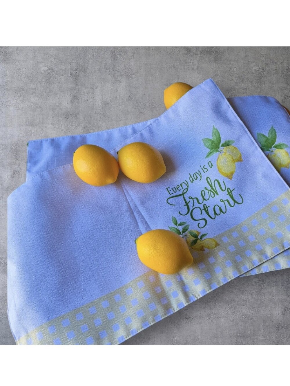 Home Collection- "Everyday Is A Fresh Start" 2pc White w/ Lemon Placemat Set